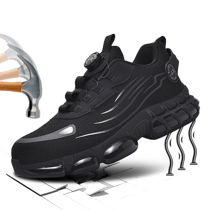 Rotating Button New Safety Shoes Men Anti-smash Anti-puncture Work Shoes Fashion Men Sport Shoes
