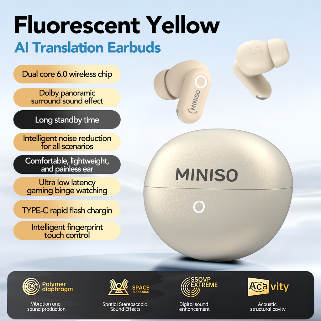 MINISO MS122 TWS Wireless Earbuds Bluetooth Headphones ENC Call Noise Reduction HiFi Touch Control