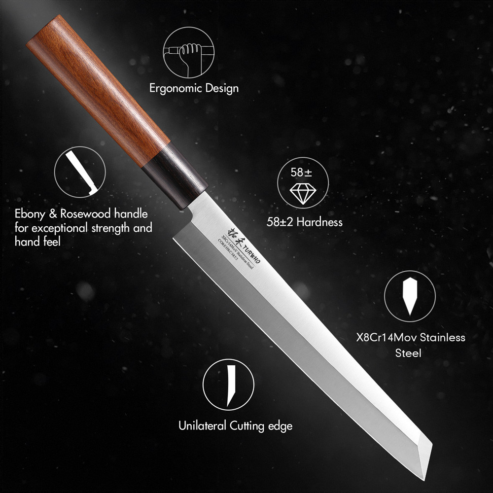 TURWHO Household Sashimi Knife X8Cr14MoV Stainless Steel Filleting Salmon Knife Slicing Professional