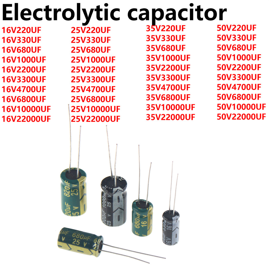 100/50/20/10/5pcs 16V 25V 35V 63v 50V 400V 450v Capacitor 220uf 330uf 470uf 680uf 1000uf 2200uf