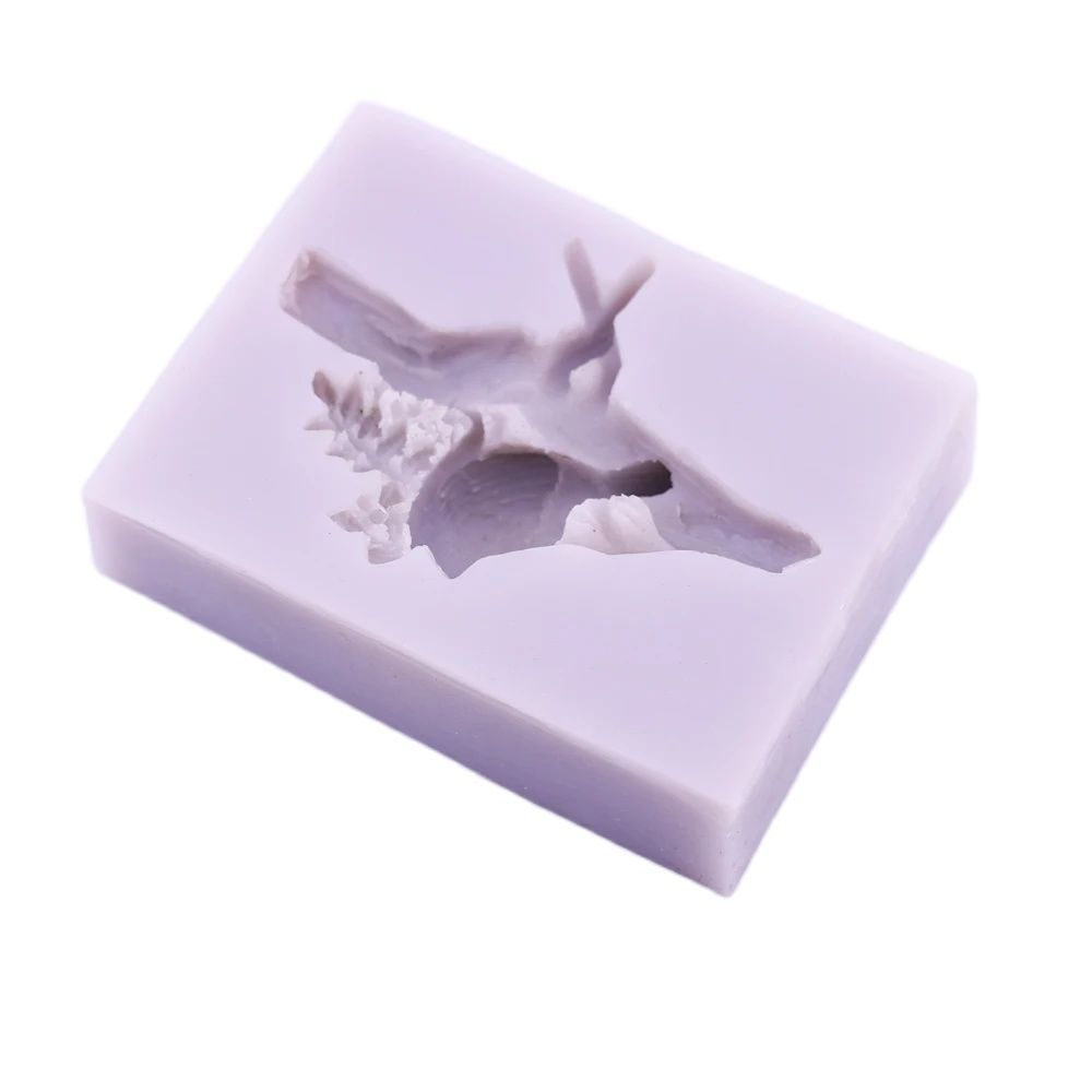 Christmas Taxus Tree Branches & Birds Silicone Mould for Fondant Pastoral Forest Chocolate Pastry