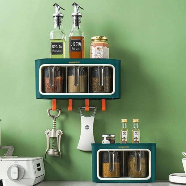 Mommy Jay Rak Bumbu Gantung Rak Dapur Gantung Rak Dapur Organizer Dinding Penyimpanan Plastik