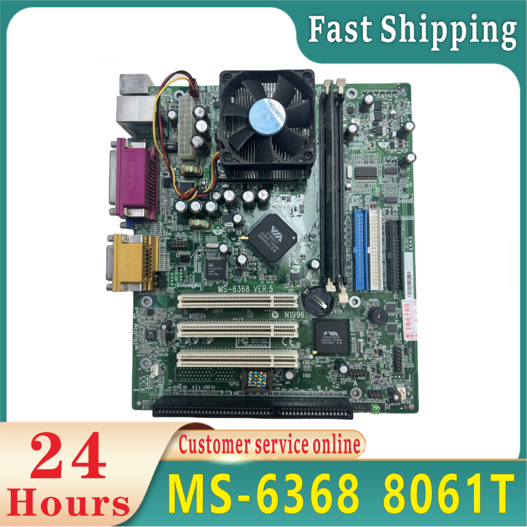 100% tested original 8601T MS-6368 ISA industrial board motherboard with 3PCI VGA LPT 1 ISA slot+CPU