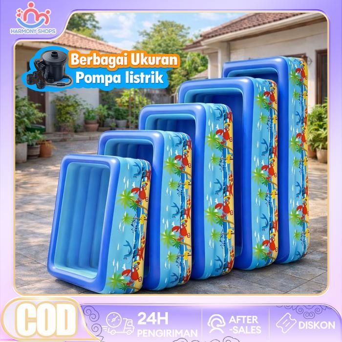 Free GiftKolam Renang Anak 3 Layer Swimming Pool Luar Ruangan 210/260/300CM kolam renang anak Kolam