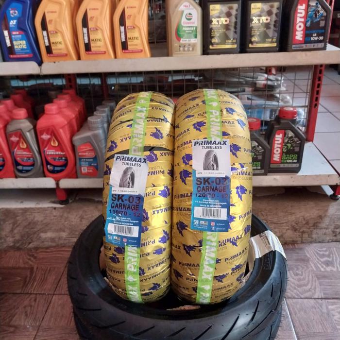 Promo! Ban Motor Vespa Ring 12 Primax Sk03 110/70 & 120/70 Tubeles Motor Sprint & Primavera Model