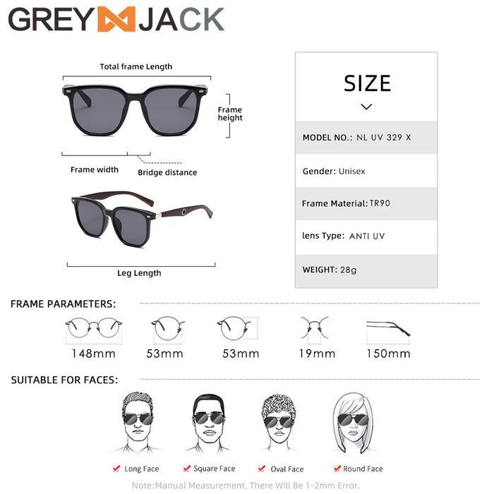 DISKON Grey Jack Kacamata Hitam Sunglasses Anti UV Kotak TR90 Unisex 329(X)