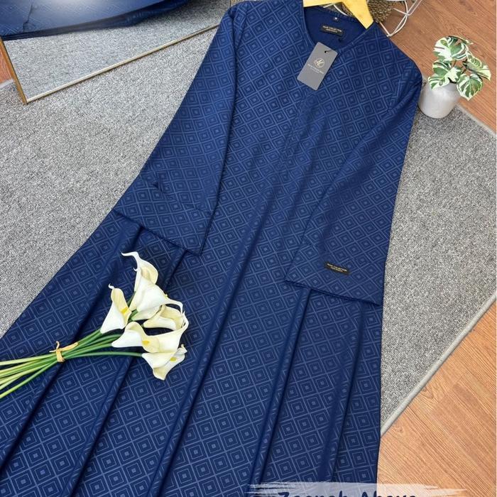 Zaenab Abaya Gamis Embos Abaya Syari Gamis Terlaris Hitam Putih Dress Panjang Cantik Lembut Pasti