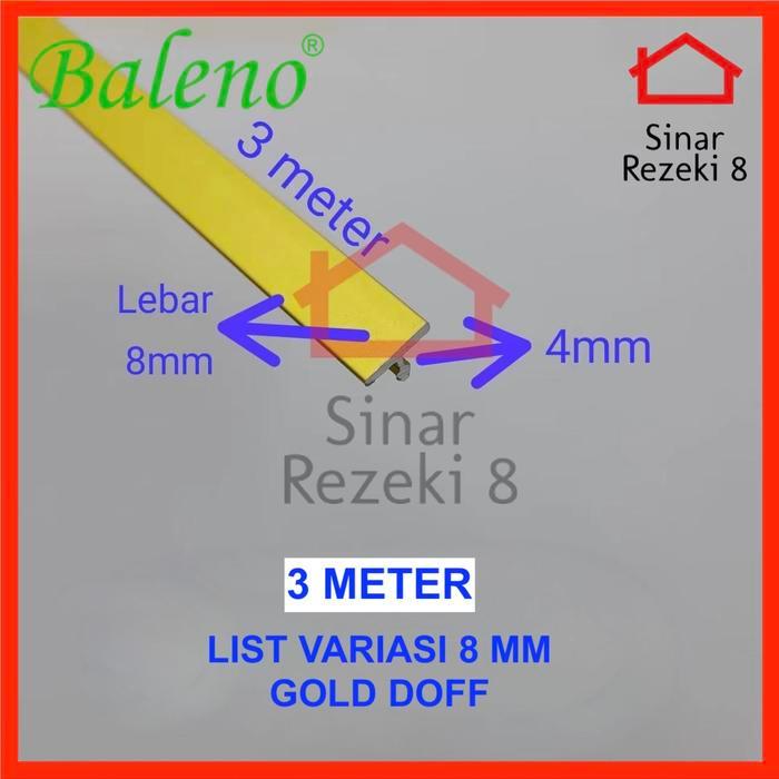 List Variasi T 8 mm Gold DOFF Baleno / Aluminium Lis T Edging Emas .