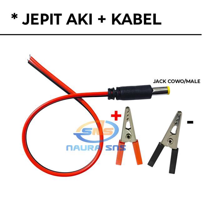 "New" JEPIT AKI / JEPIT BUAYA / KABEL DC MALE 5.5 MM JEPITAN AKI+KABEL