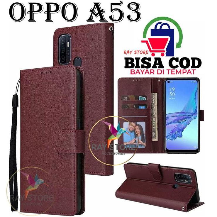 OPPO A53 FLIP LEATHER CASE PREMIUM-FLIP WALLET CASE KULIT UNTUK OPPO A53 - CASING DOMPET-FLIP COVER