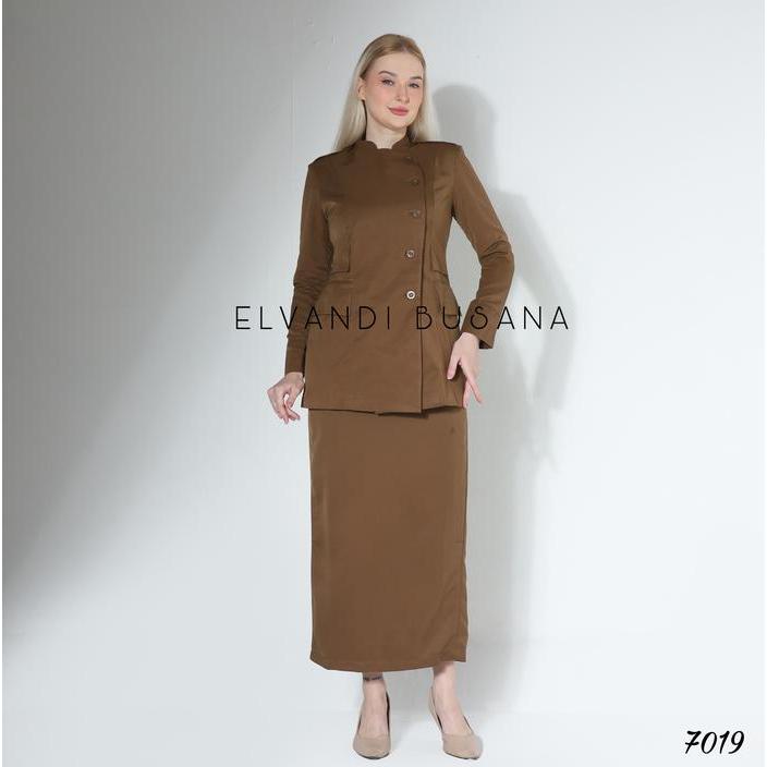 setelan jas wanita blazer model polos seragam guru baju pns & pemda - 7019 setelan rok span