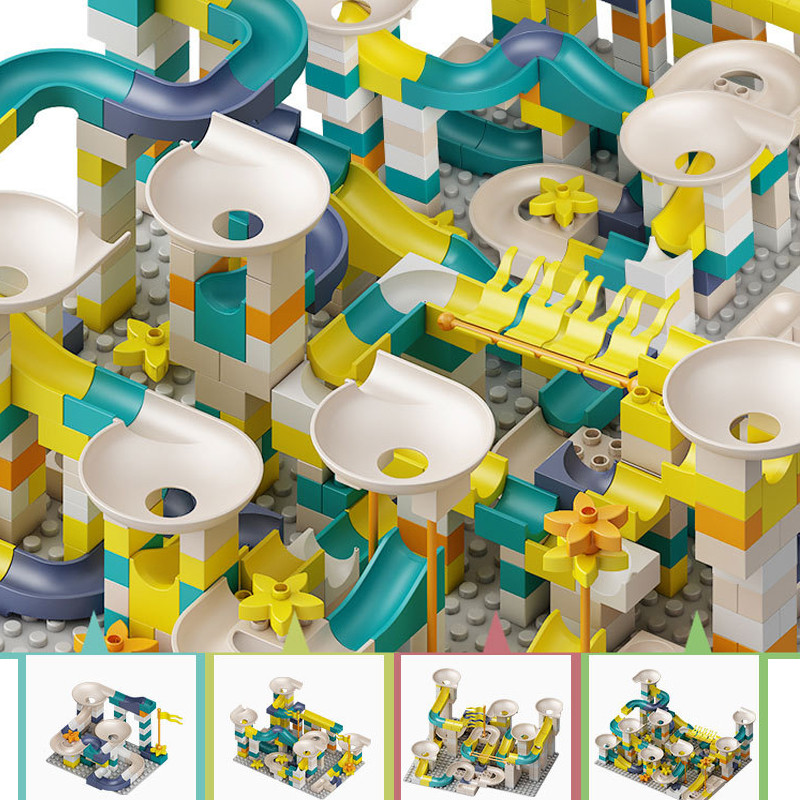81-332PCS Big Size Marble Race Run Blocks Compatible Duploed Maze