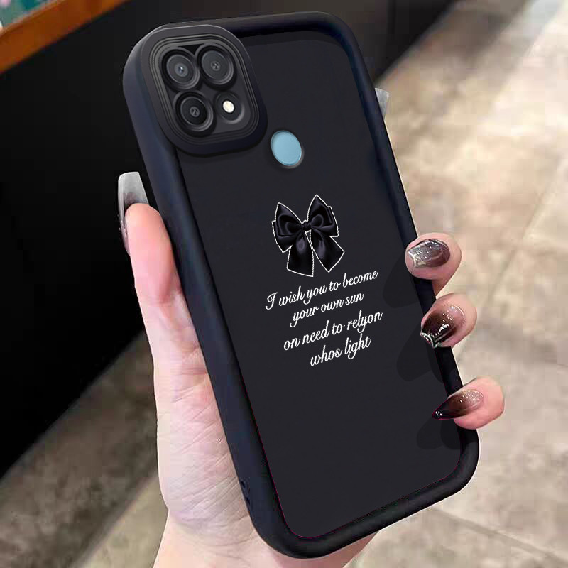 Casing Hp untuk OPPO A15 A15s A35 4G Case Black butterfly ribbon perlindungan  silikon Kasing Cesing