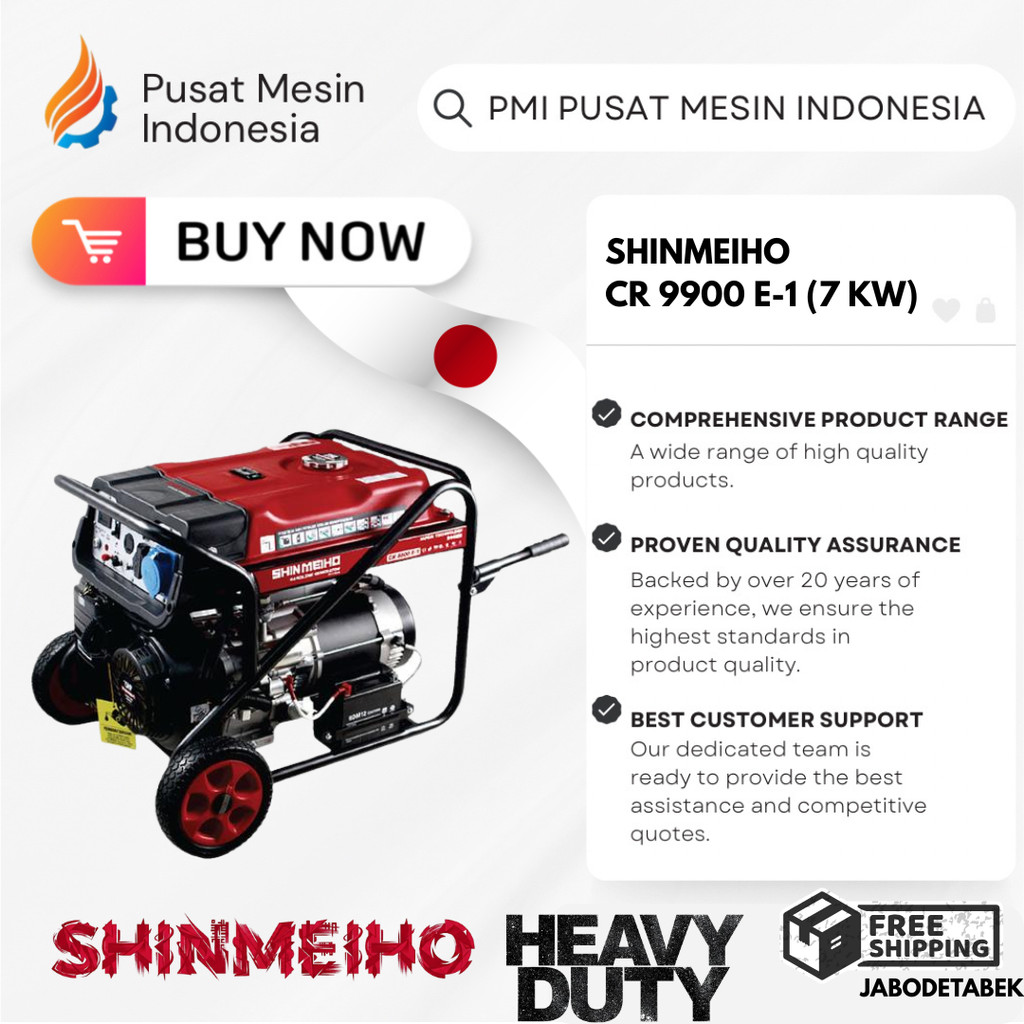 SHINMEIHO CR 9900 E-1 (7 KW) / GENSET BENSIN 7000 WATT / GASOLINE GENERATOR CR 9900 E-1