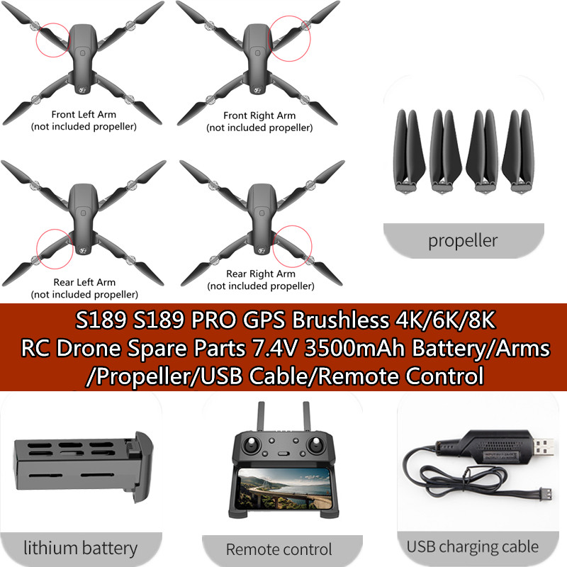 S189 S189 PRO GPS Brushless 4K 6K 8K RC Drone Spare Parts 7.4V