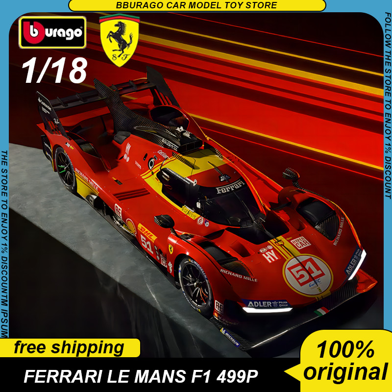 New Product Bburago 1:18 Ferrari 499p 51 Racing Car Le Mans Rally