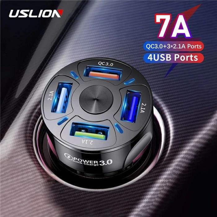 Car Charger Kepala Colokan Charging Hp Cas Mobil Quick 3.0 4 Port Usb Terbaik