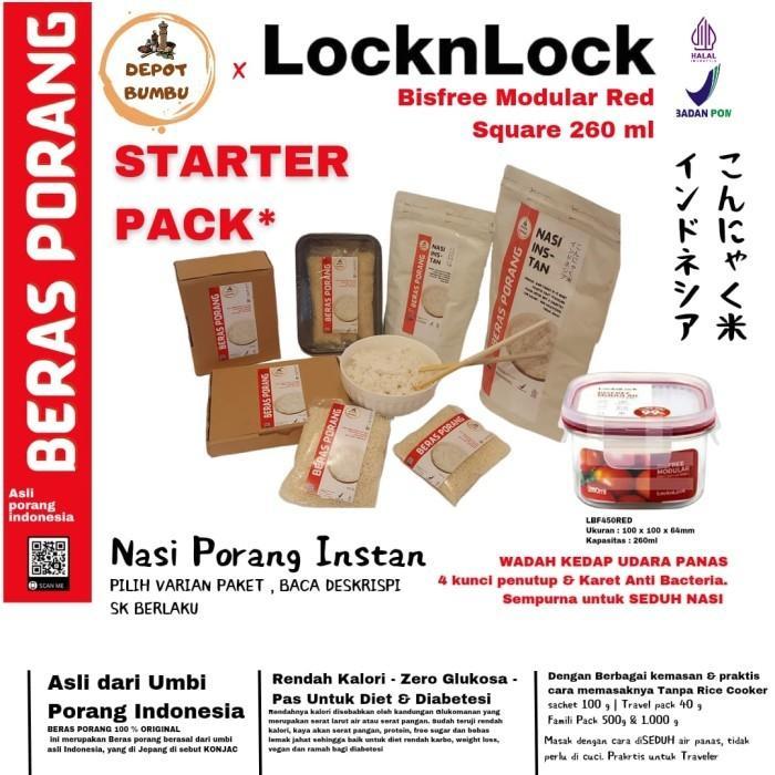 Depot Bumbu Starter Pack Nasi Porang Instan / Beras Porang / Shirataki / Konjac Rice Bundling Wadah