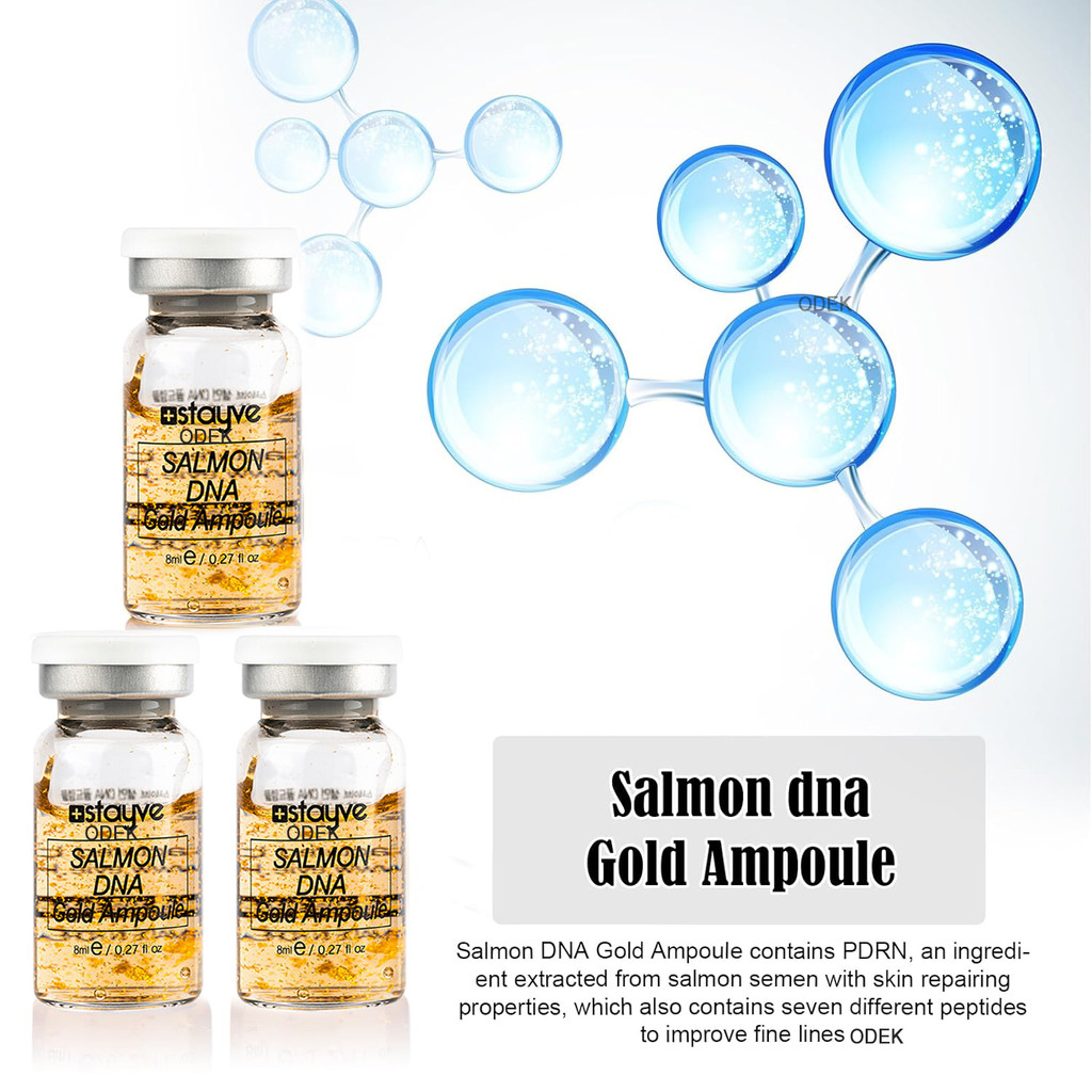 Korea Stayve 8ml Salmon DNA Gold Ampoule Skin Booster Serum Kit Whitening Brightening Moisturizing