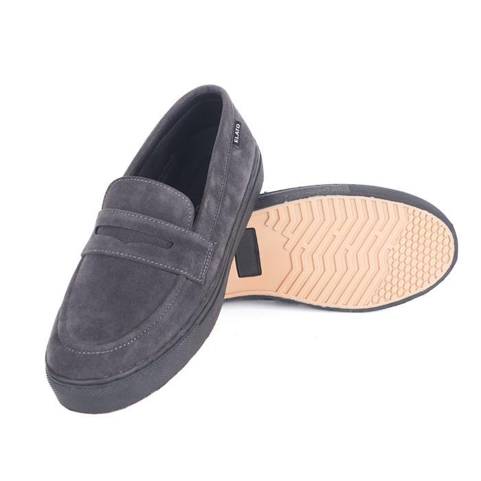 ELATO - Sepatu Loafers Pria Kasual Flat Shoes Suede Abu - Noah