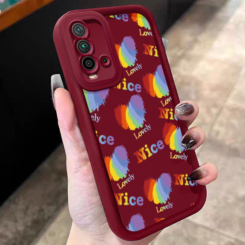 Casing Hp untuk Xiaomi Redmi 9T 9 Power Case Rainbow heart Kasing silikon Cesing Softcase Gadis cowo