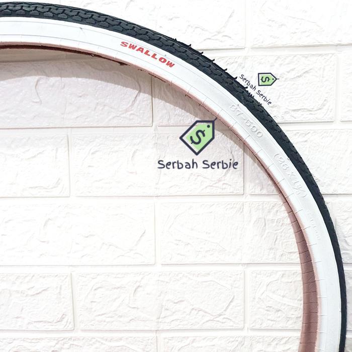 Ban Luar Sepeda 26X1 3/8 Swallow 590 26 X 1 3 Per 8 Hitam Putih Ctb Phoenix Jengki Polygon Sierra