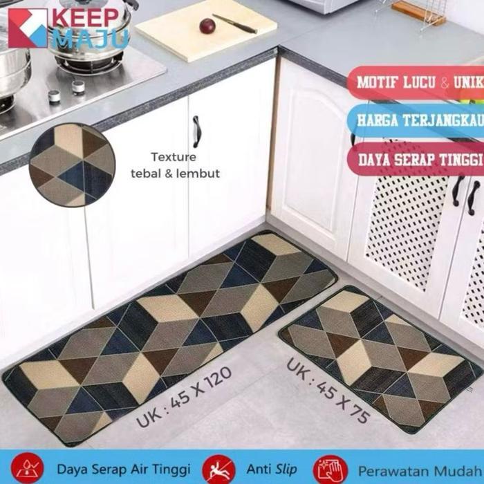Keep Maju Keset Lantai Dapur Penyerap Keset Kaki Rumah Tangga Anti Minyak Set Keset Anti Selip