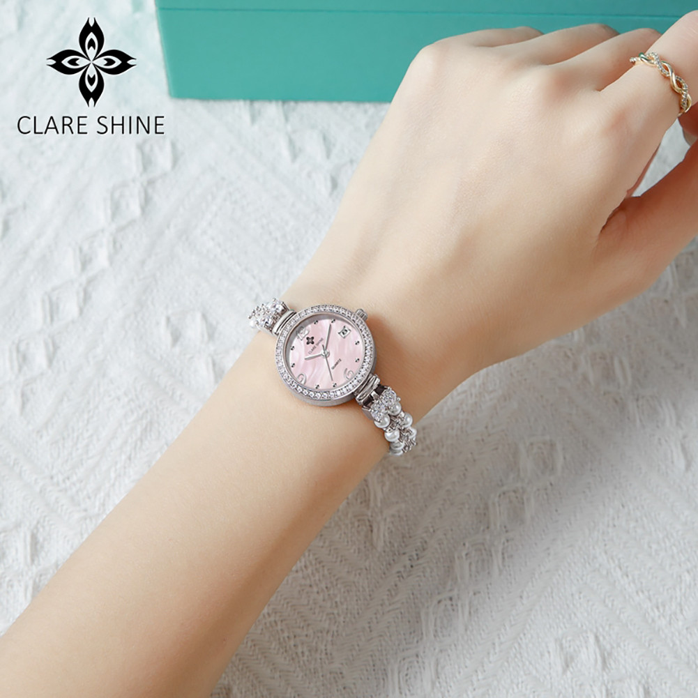 CLARE SHINE 7703 Elegance Women Imported Quartz Movement Watch Diamond Round Dial Brand Calendar