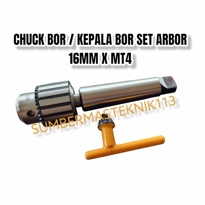 Chuck Bor 16Mm Kepala Bor 16Mm + Arbor Mt4 Arbor Set Chuck Bor 16Mm