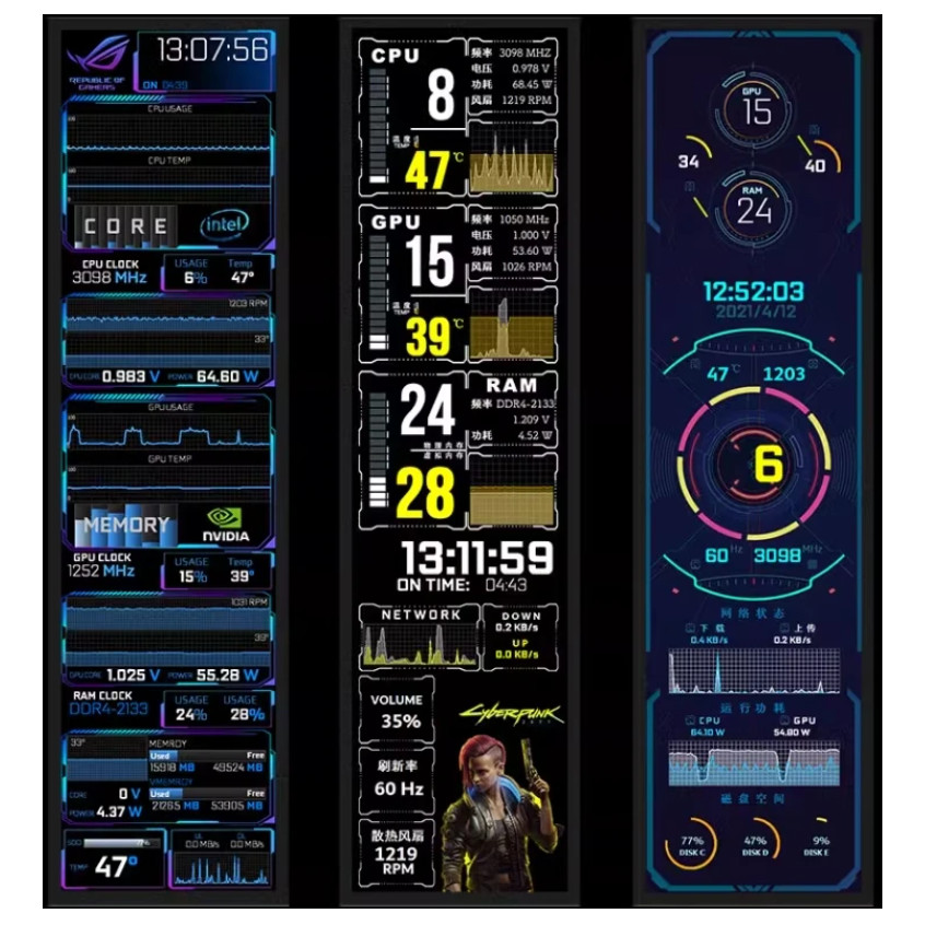 8.8 INCH IPS USB SECONDARY DISPLAY AIDA64 DIY COMPUTER TEMPERATURE MONITORING CPU GPU FOR MINI ITX