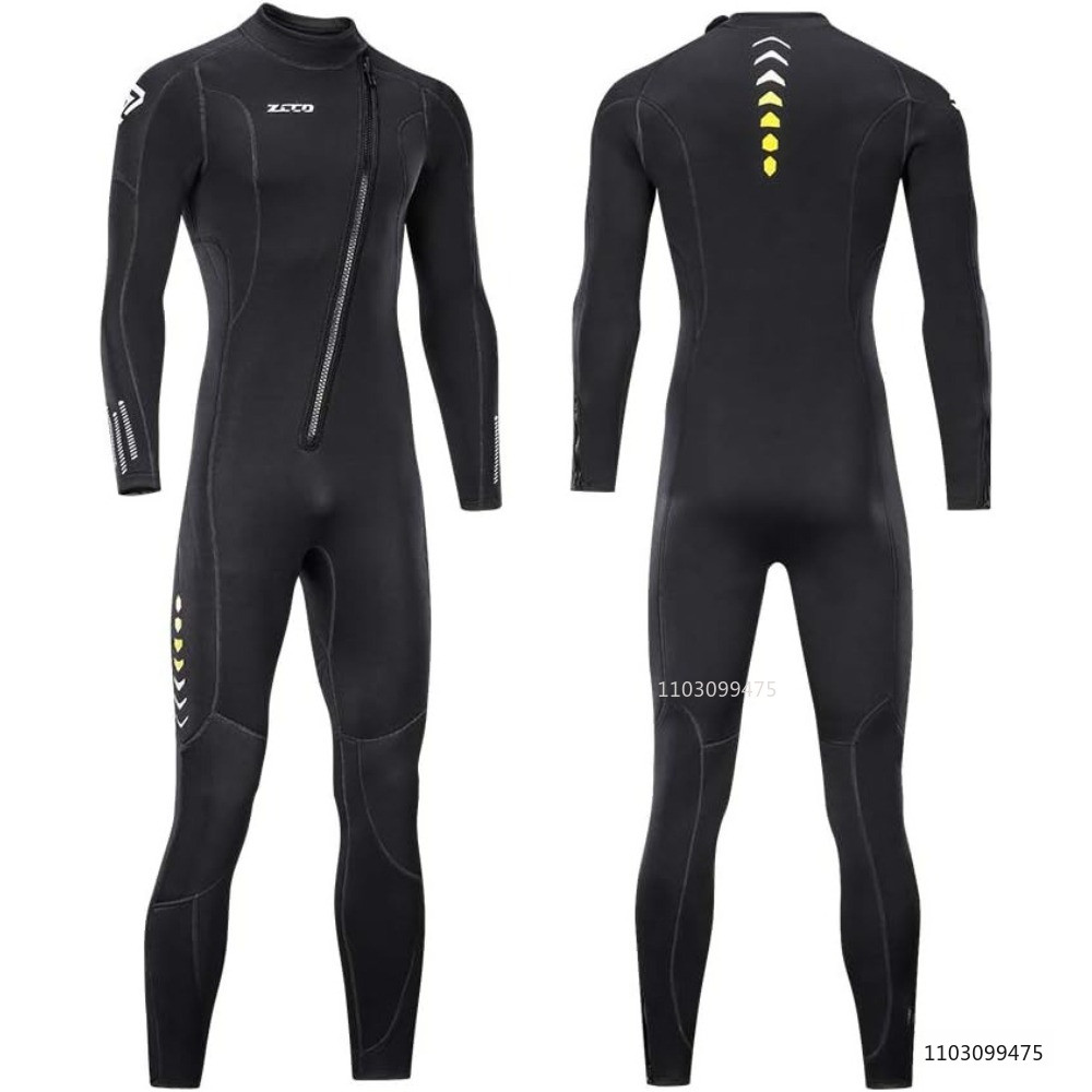 ZCCO 3mm Neoprene Wetsuit Front Zip Full Body Diving Suit One Piece for Men Women-Snorkel Scuba