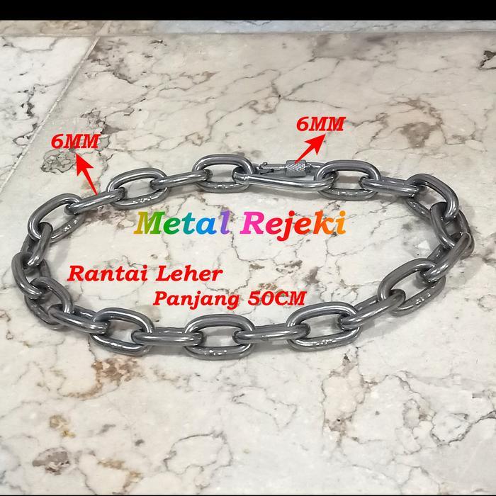 Rantai Leher Anjing Besar Stainless Anti Karat Tebal 6mm Panjang 50cm