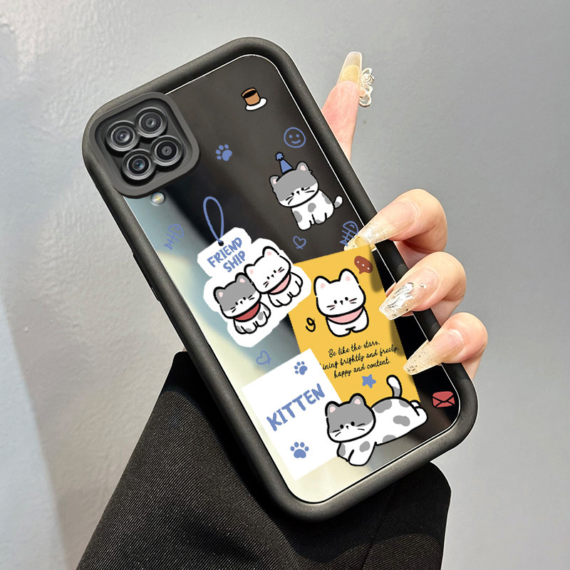 Casing Hp Samsung Galaxy A12 4G A12 5G F12 M12 A22 M22 Case Casing Sticker Anjing Pola Kasus cermin 