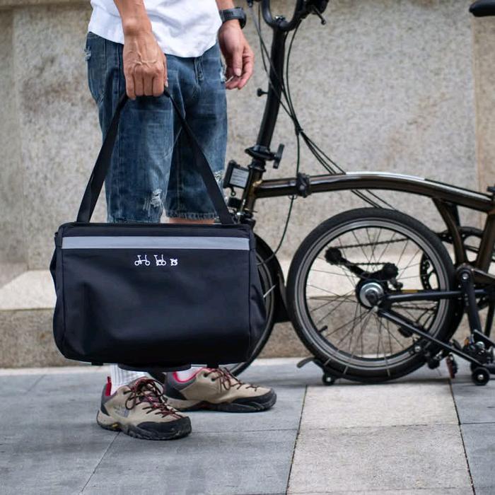 Tas depan keranjang bromptonN bahan OXFORD kuat Hitam tinggal pasang