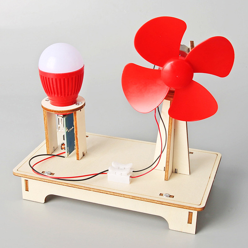 Kids Science Toy STEM Physics Technology Gadget Wooden Wind Generator