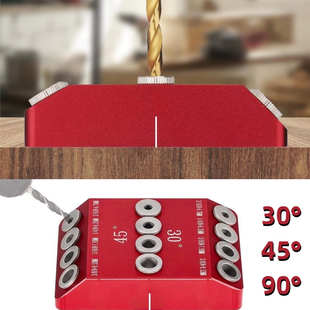 Woodworking Hole Punch Locator 30 °/45 °/90 ° Drilling Locator Jig Set Multi-Angle Slant Hole Plank 
