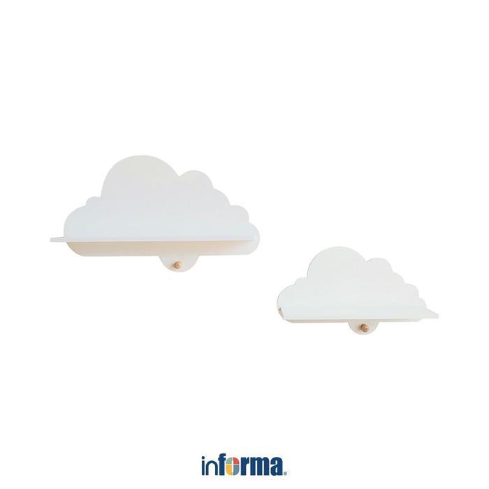 STOK TERBATAS Informa Set 2 Pcs Sky Rak Dinding Anak - Putih Ambalan Gantung Dekorasi Kamar Tempat