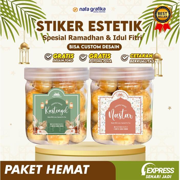 STIKER ESTETIK KUE KERING CUSTOM DESAIN NAMA TOKO FREE CUTTING