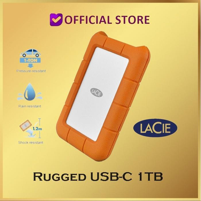 Lacie Rugged USB-C 1TB USB 3.0 Harddisk Portable External Hardisk
