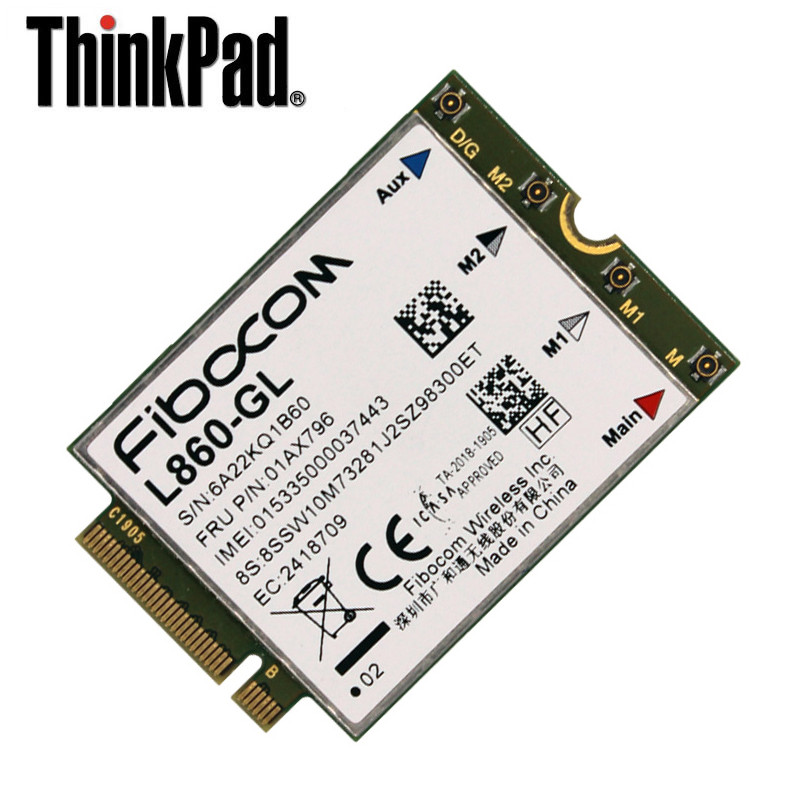FIBOCOM L860-GL FRU 01AX796 XMM 7560 LTE-A CAT16 1GBPS WWAN FOR THINKPAD P43S, T490, X1 CARBON 7TH