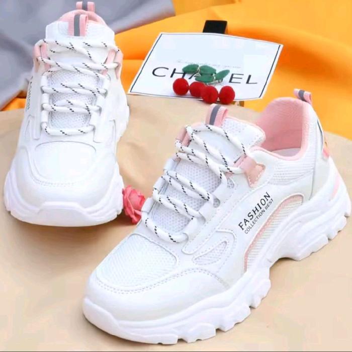 Laris Sepatu Wanita Model Koran Warna Pink Sepatu Casual Jalan Santai Ngongkorong Joging Shoes