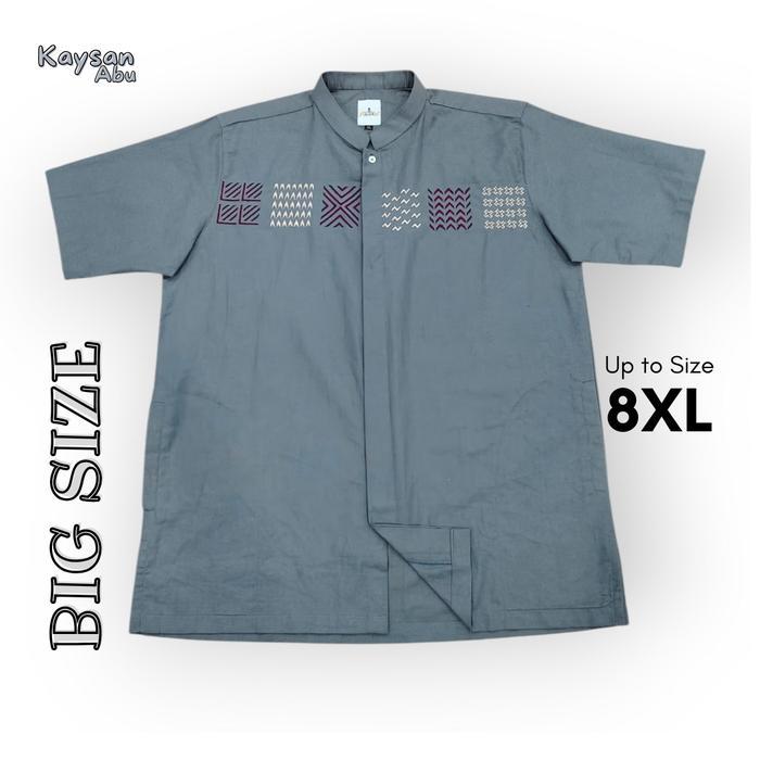 Baju Koko Jumbo 2XL 3XL 4XL 5XL 6XL 7XL 8XL Lengan Pendek Bahan Premium Koko BIG SIZE Bordir Kaysan