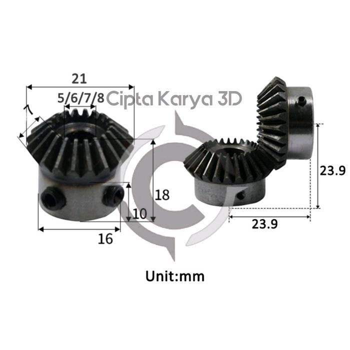 TERMURAH 1PCS BEVEL GEAR 90 DEGREE TRANSMISSION 1M 1.5M 1MODULUS 20T 20 25T 25 TEETH INNER HOLE