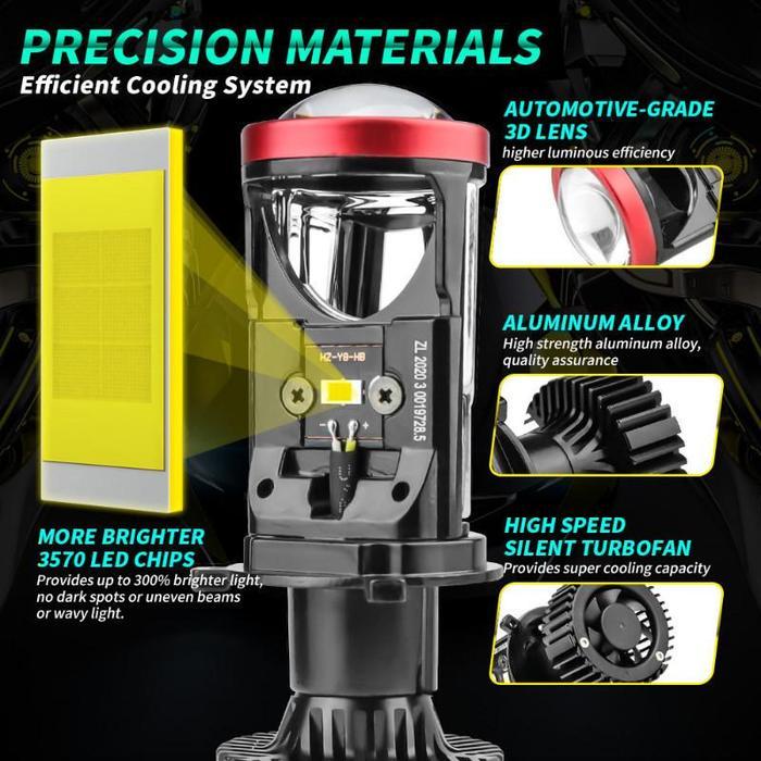 Projie Led Mobil Mini Projie H4 Mobil Y7D Super Terang Lampu Led Mobil Utama Kabut Headlamp Lampu