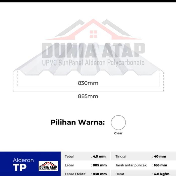 Atap Alderon Transparan TP / Alderon Polycarbonate Kualitas Premium