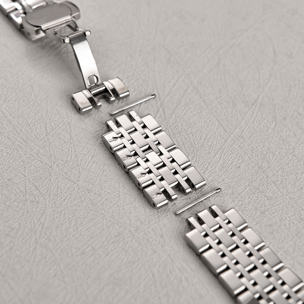 Flat Metal Strap 20mm 22mm Solid Stainless Steel Watch Band Butterfly Buckle Metal Wrist Strap for