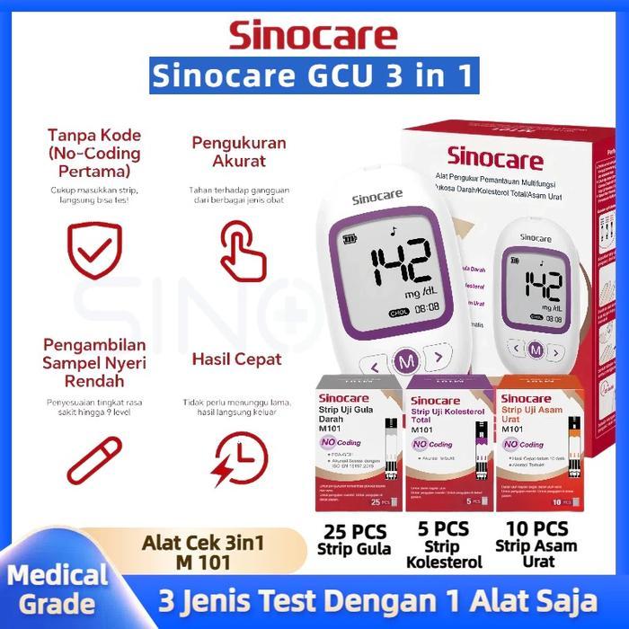 Omron - M101 GCU Tanpa Koding Alat Cek 3in1 Cek Gula Darah, Kolesterol & Asam Urat No ing Tes 3 1