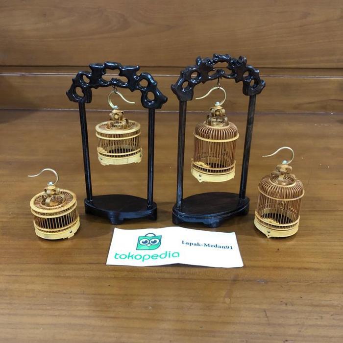 Sangkar super mini bambu handmade original cungkok - S