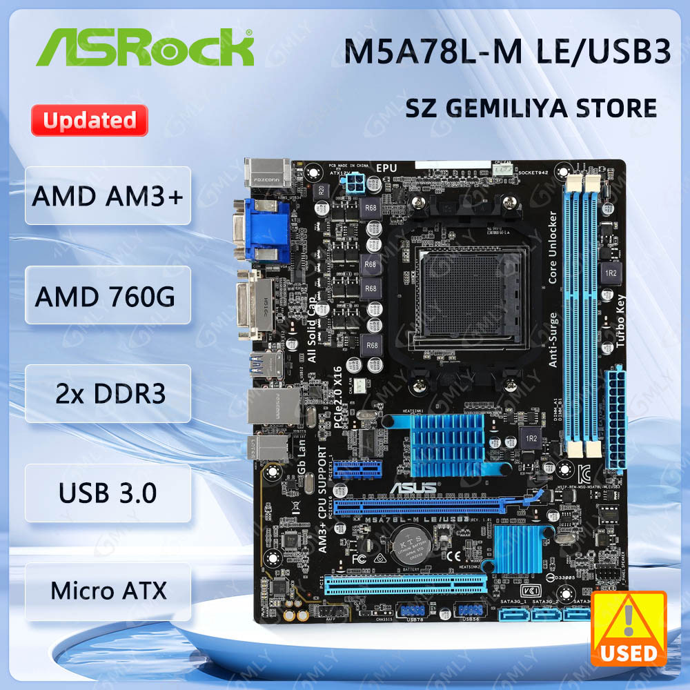 ASUS M5A78L-M LE/USB3 Socket AM3/AM3+ Motherboard DDR3 SATA II PCI-E 2.0 ATX AMD 760G Motherboard