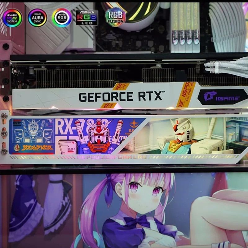 ARGB Graphics Card Bracket,Customized RTX3090 4090 Series Anime GPU Holder,PC Gaming Cabinet